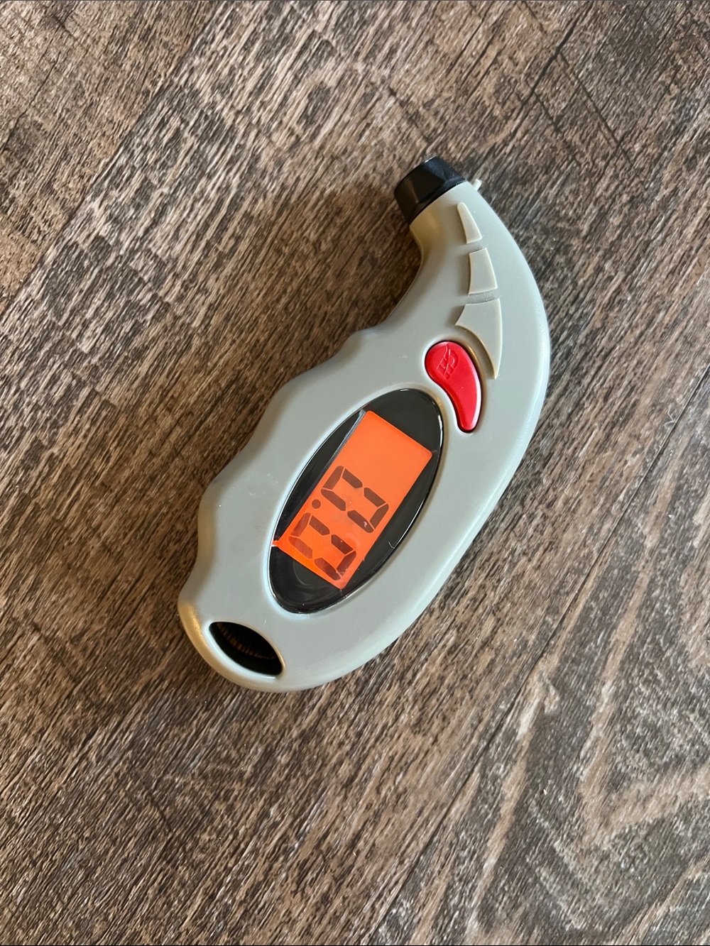 Portable Digital Tire Pressure Gauge - Gray and Black with Orange Display